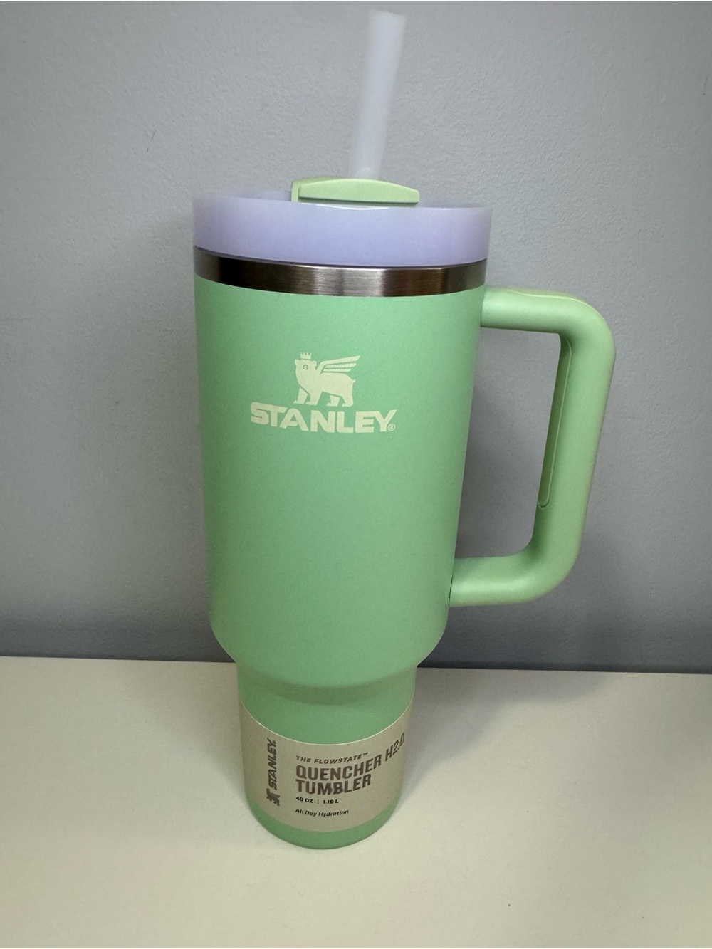 Stanley Stainless Steel Tumbler in Silver with White Straw